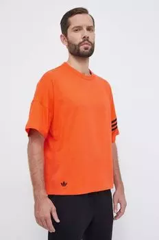 Хлопковая футболка adidas Originals, оранжевый