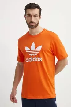 Хлопковая футболка adidas Originals, оранжевый