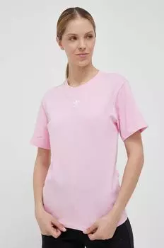 Хлопковая футболка adidas Originals, розовый