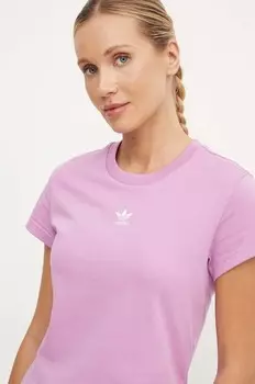 Хлопковая футболка adidas Originals, розовый