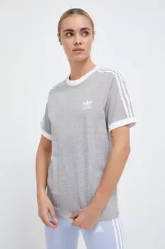 Хлопковая футболка adidas Originals, серый