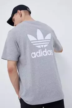 Хлопковая футболка adidas Originals, серый