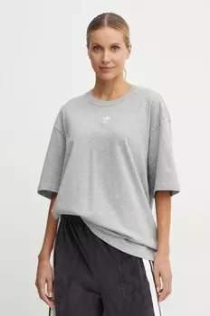 Хлопковая футболка adidas Originals, серый