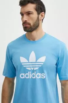 Хлопковая футболка adidas Originals, синий
