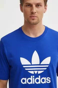 Хлопковая футболка adidas Originals, синий