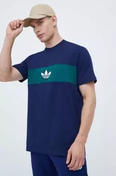 Хлопковая футболка adidas Originals, темно-синий