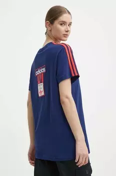 Хлопковая футболка adidas Originals, темно-синий