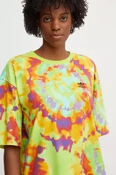 Хлопковая футболка adidas Originals, зеленый