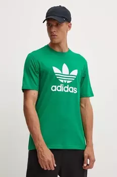 Хлопковая футболка adidas Originals, зеленый