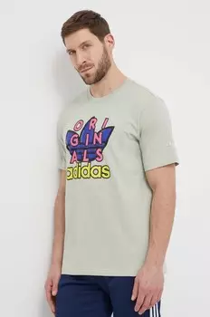 Хлопковая футболка adidas Originals, зеленый