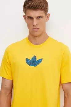 Хлопковая футболка adidas Originals, желтый