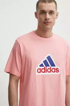 Хлопковая футболка adidas, роза