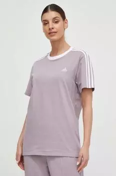 Хлопковая футболка adidas, розовый