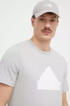 Хлопковая футболка adidas, серый