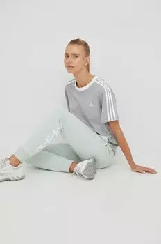Хлопковая футболка adidas, серый