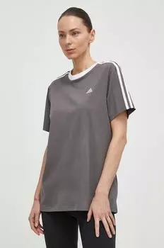 Хлопковая футболка adidas, серый