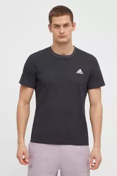 Хлопковая футболка adidas, серый