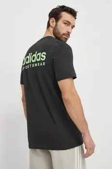 Хлопковая футболка adidas, серый