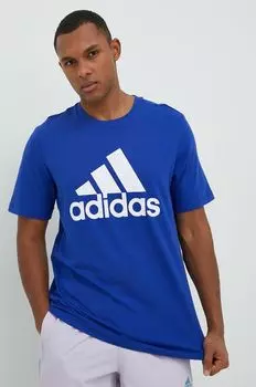 Хлопковая футболка adidas, синий