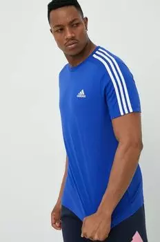Хлопковая футболка adidas, синий