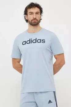 Хлопковая футболка adidas, синий