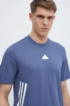 Хлопковая футболка adidas, синий