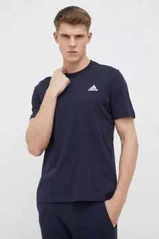 Хлопковая футболка adidas, темно-синий