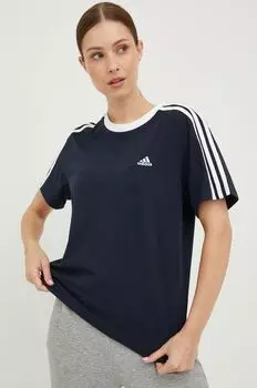 Хлопковая футболка adidas, темно-синий