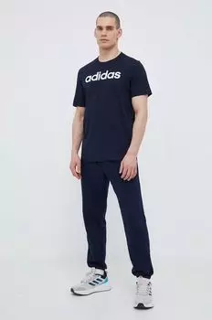 Хлопковая футболка adidas, темно-синий