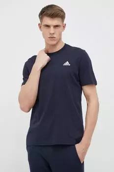 Хлопковая футболка adidas, темно-синий