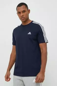 Хлопковая футболка adidas, темно-синий