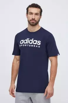 Хлопковая футболка adidas, темно-синий
