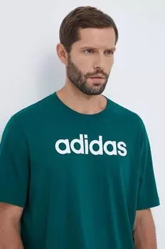 Хлопковая футболка adidas, зеленый