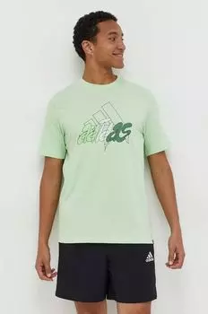 Хлопковая футболка adidas, зеленый