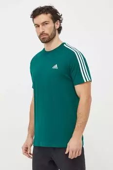 Хлопковая футболка adidas, зеленый