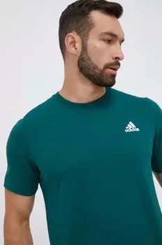 Хлопковая футболка adidas, зеленый