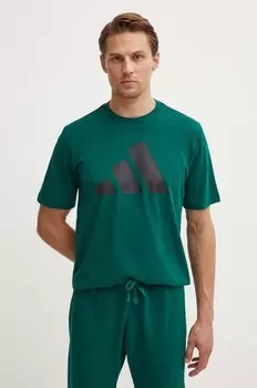 Хлопковая футболка adidas, зеленый