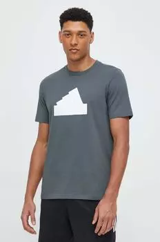 Хлопковая футболка adidas, зеленый