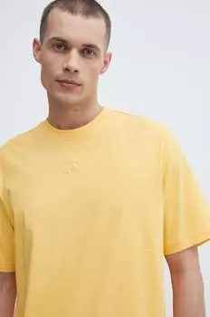 Хлопковая футболка adidas, желтый
