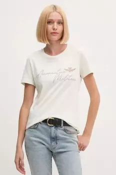 Хлопковая футболка Aeronautica Militare, бежевый