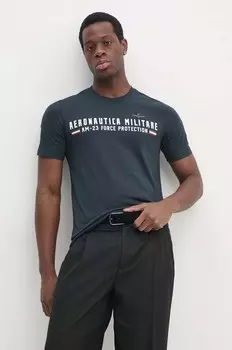 Хлопковая футболка Aeronautica Militare, темно-синий