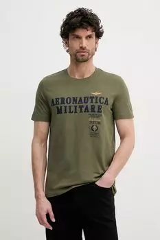 Хлопковая футболка Aeronautica Militare, зеленый