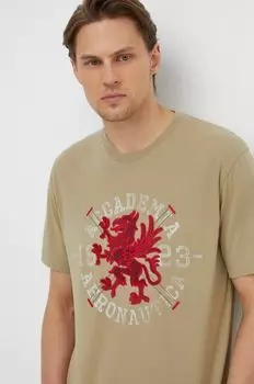 Хлопковая футболка Aeronautica Militare, зеленый