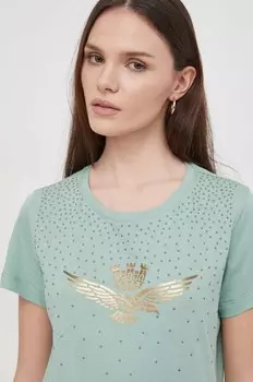 Хлопковая футболка Aeronautica Militare, зеленый
