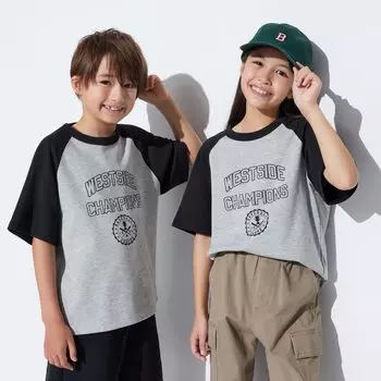 Хлопковая футболка AIRism с детским принтом UNIQLO, серый