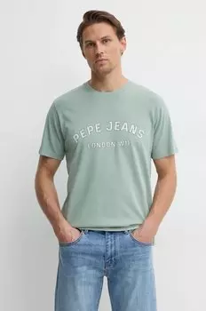 Хлопковая футболка ALDRIDGE Pepe Jeans, зеленый