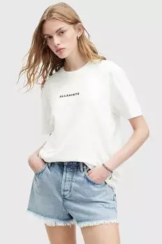 Хлопковая футболка AllSaints, белый