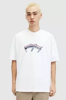 Хлопковая футболка AllSaints, белый