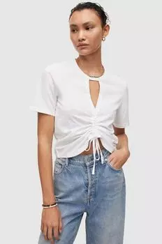Хлопковая футболка AllSaints, белый