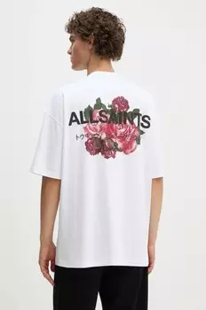 Хлопковая футболка AllSaints, белый